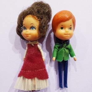 Vintage Mattel 1980 The Littles Mr & Mrs Little Dolls Family Parents Mom & Dad.